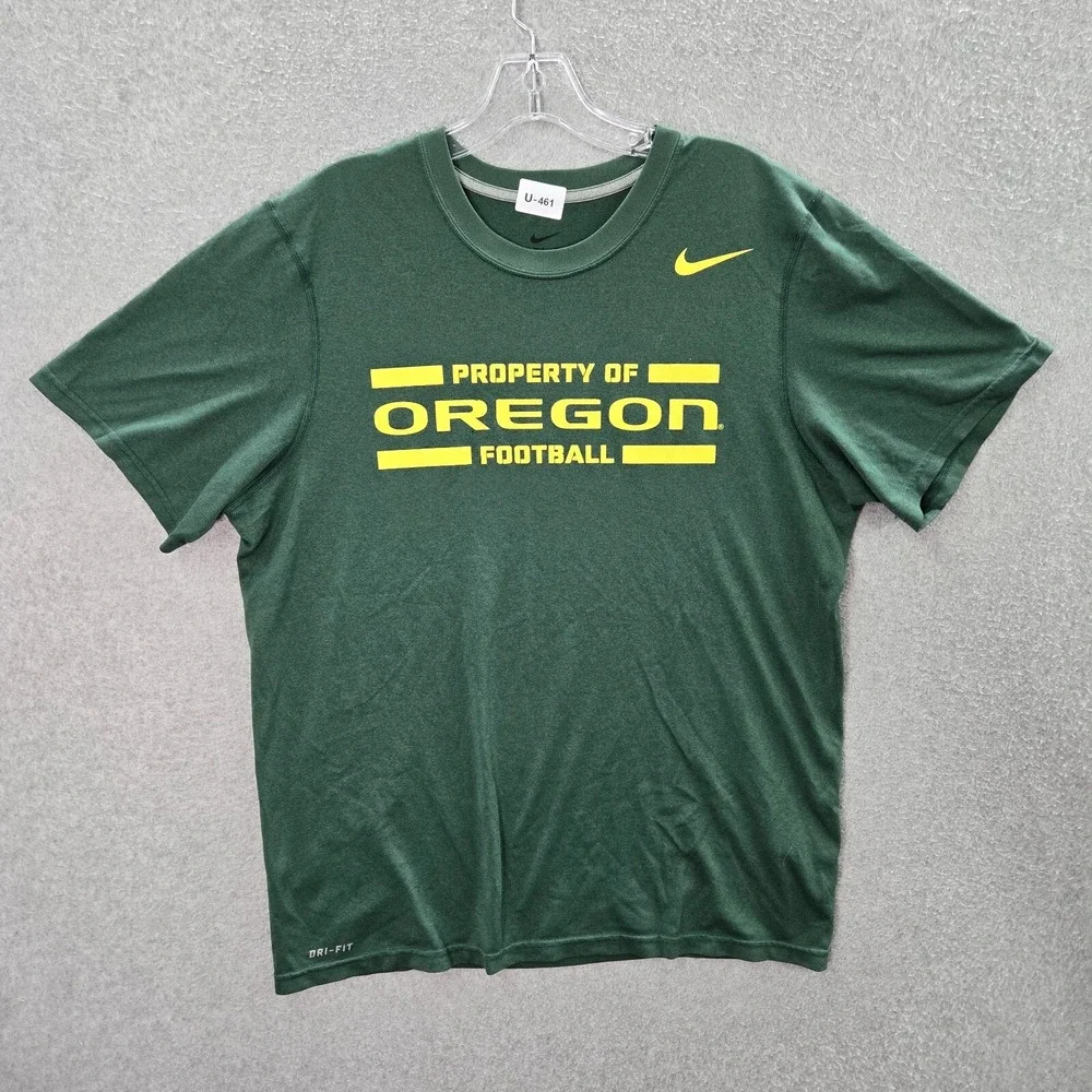 Oregon Ducks Men Activewear Shirt Medium Green Nike Swoosh Logo Dri Fit Tee‎